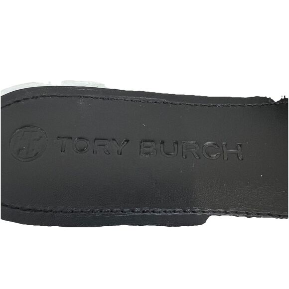 Tory Burch Womens Size 9 City Slides Metallic Silver Leather Sandals - Picture 9 of 9